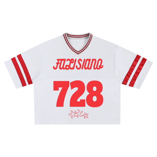 (728) *Red* Taped Mesh Boxy Jersey  T-shirt