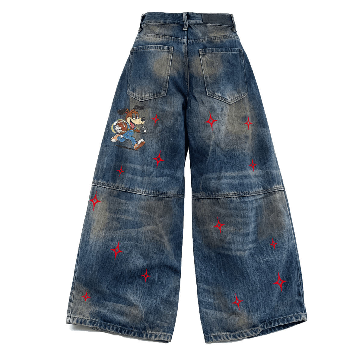 Falisiano - Christmas red Wide-leg Curved Blade blue Jeans