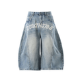 SouthSide light Blue (Wide-Leg Curved Blade Denim Shorts)