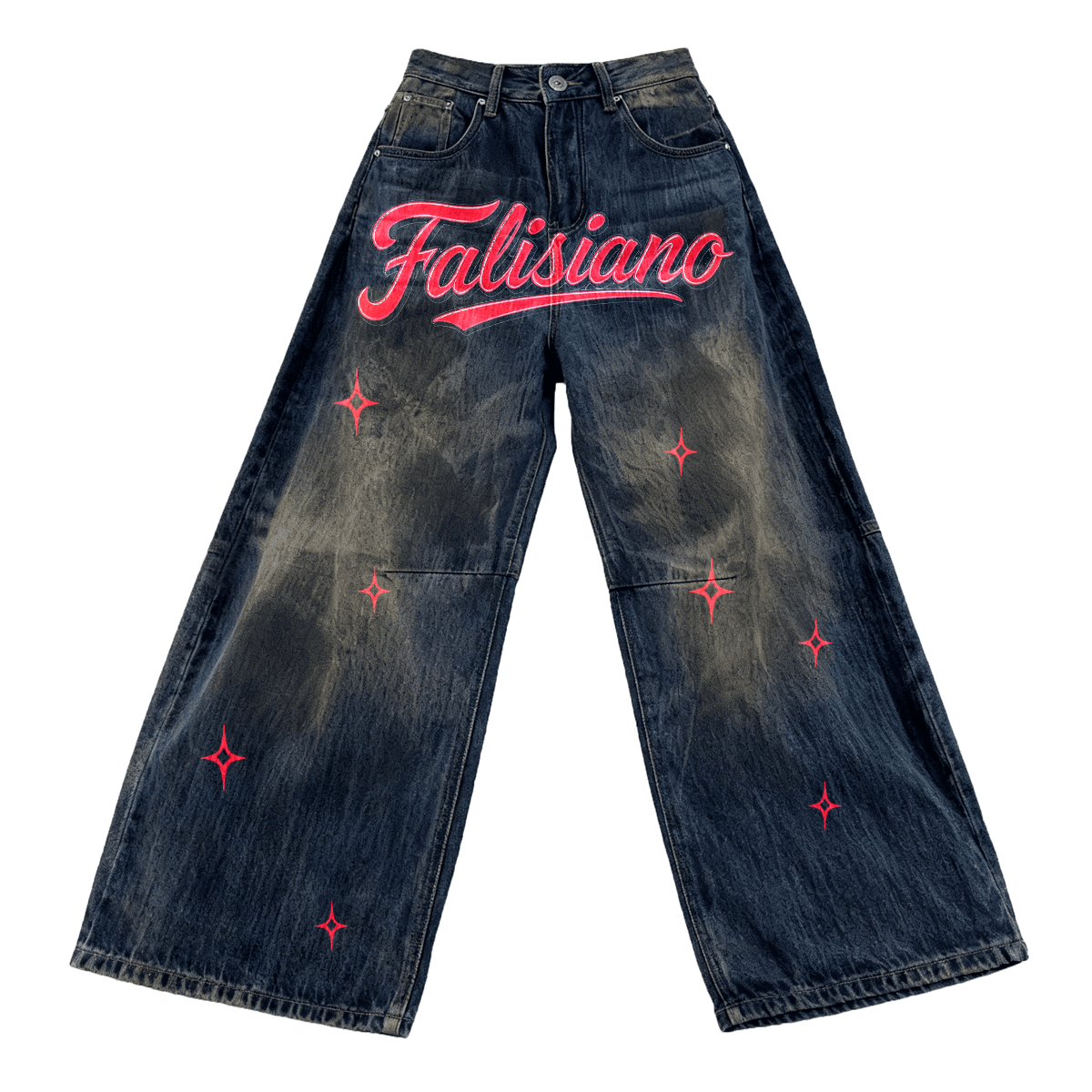 Falisiano - Christmas red Wide-leg Curved Blade blue Jeans