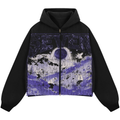 Snow Fun - ( Boxy Cropped Fleece Zip-up Hoodie