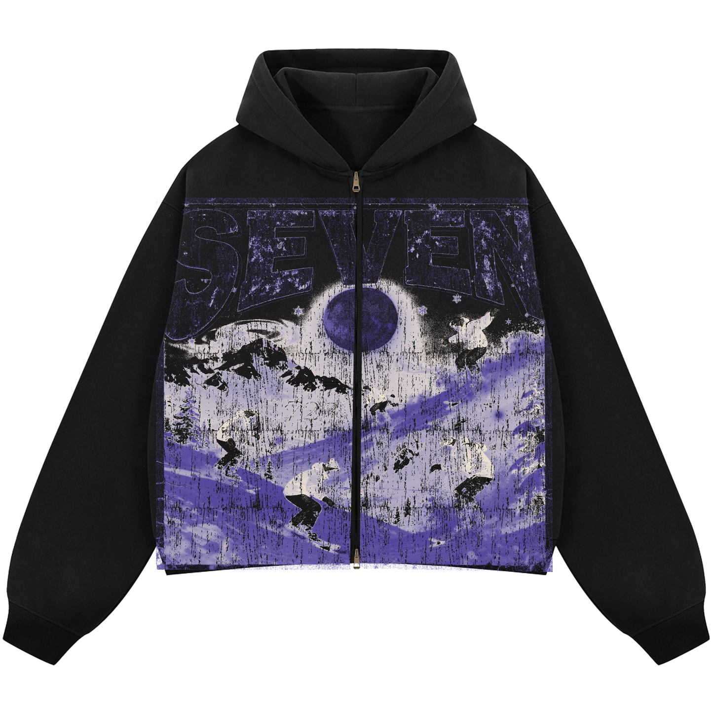 Snow Fun - ( Boxy Cropped Fleece Zip-up Hoodie