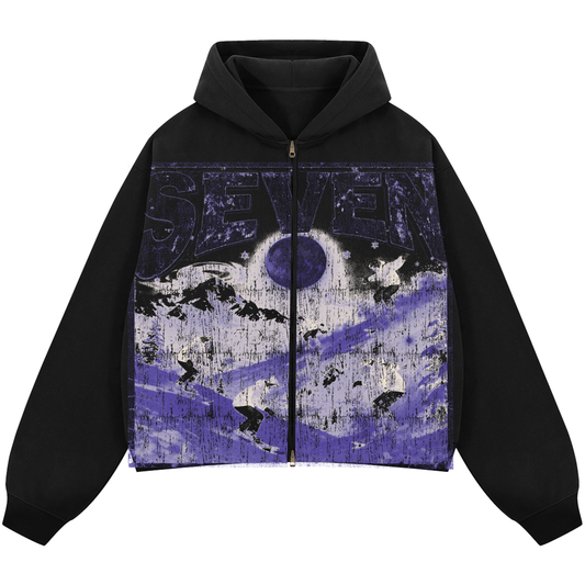 Snow Fun - ( Boxy Cropped Fleece Zip-up Hoodie