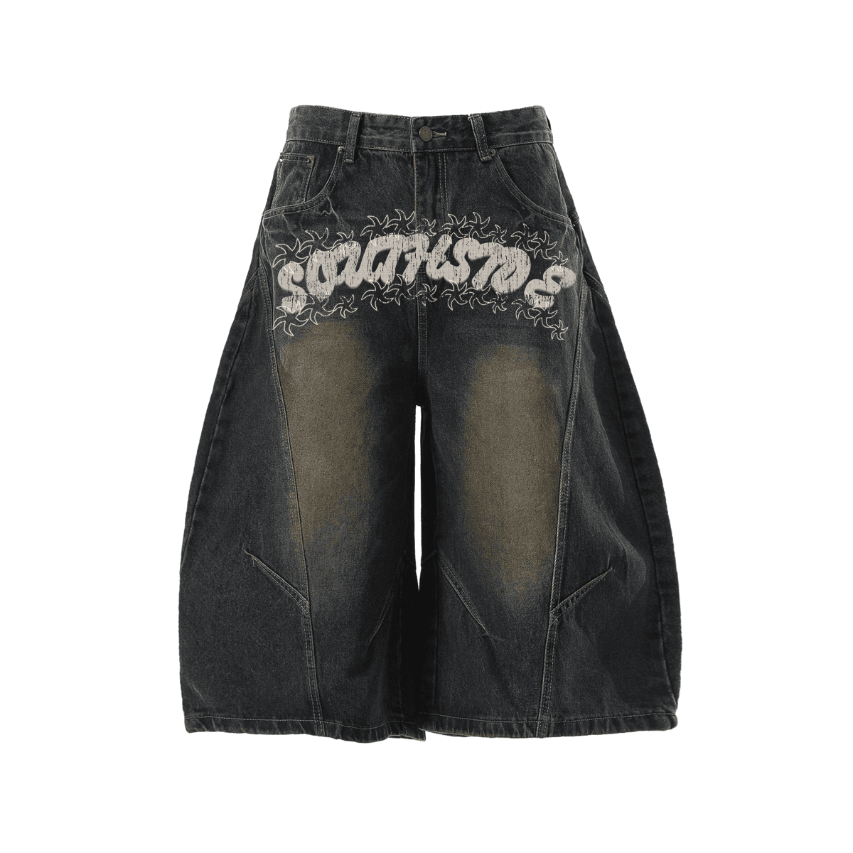 SouthSide light Blue (Wide-Leg Curved Blade Denim Shorts)