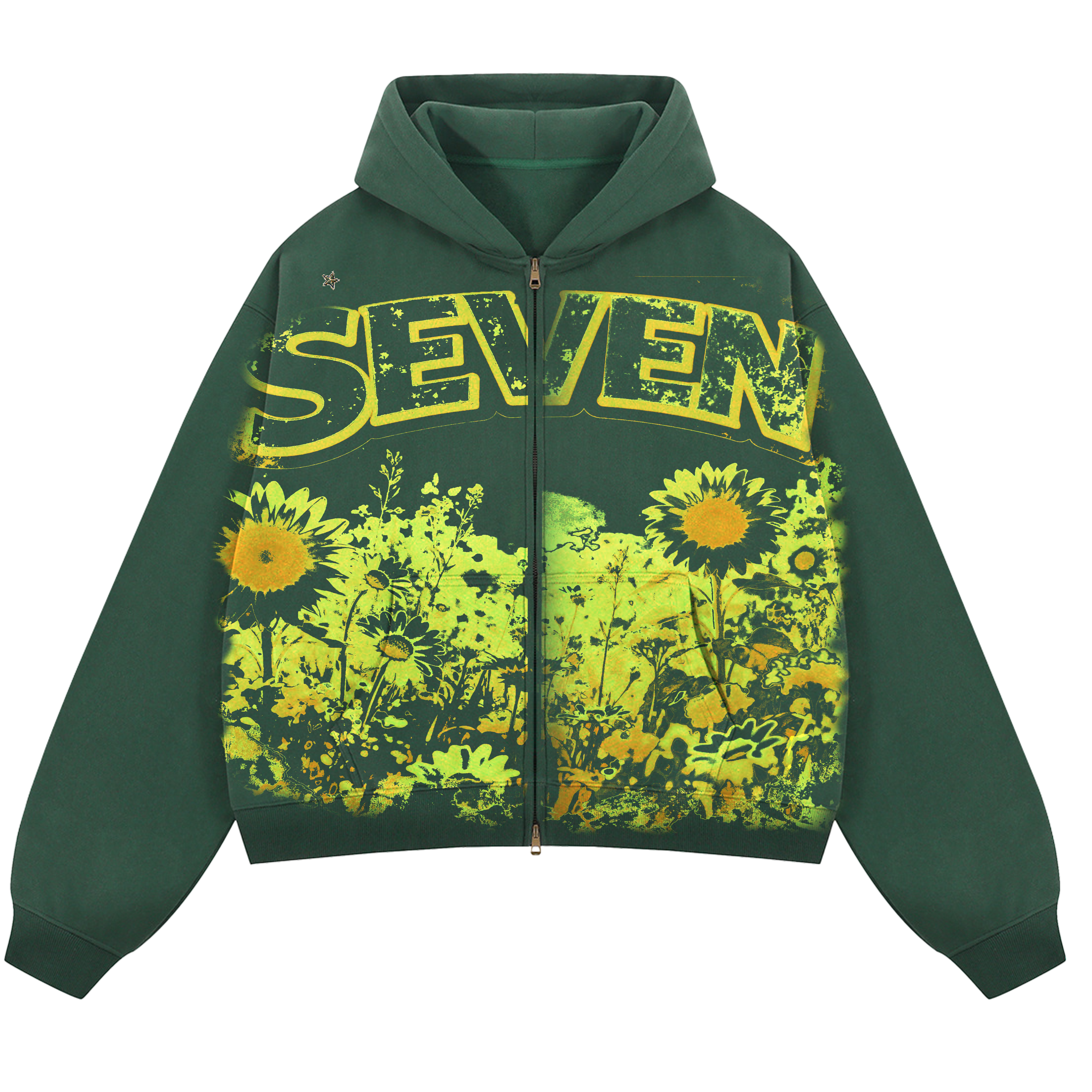 Seven Flower ( Cropped Fleece Zip-up Hoodie)